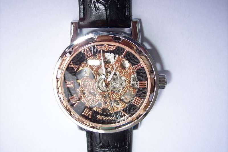 FORSINING T-WINNER 614 Skeleton Mechanical Watch. Black/Rose Gold Face