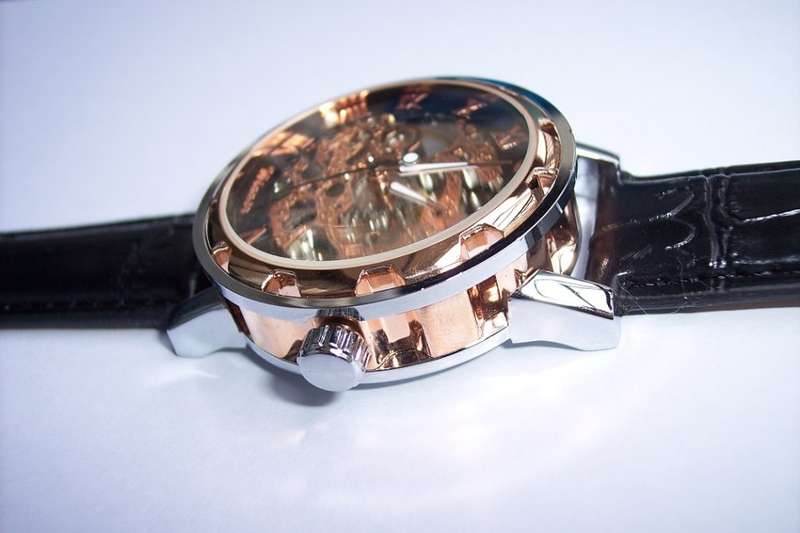 FORSINING T-WINNER 614 Skeleton Mechanical Watch. Black/Rose Gold Face