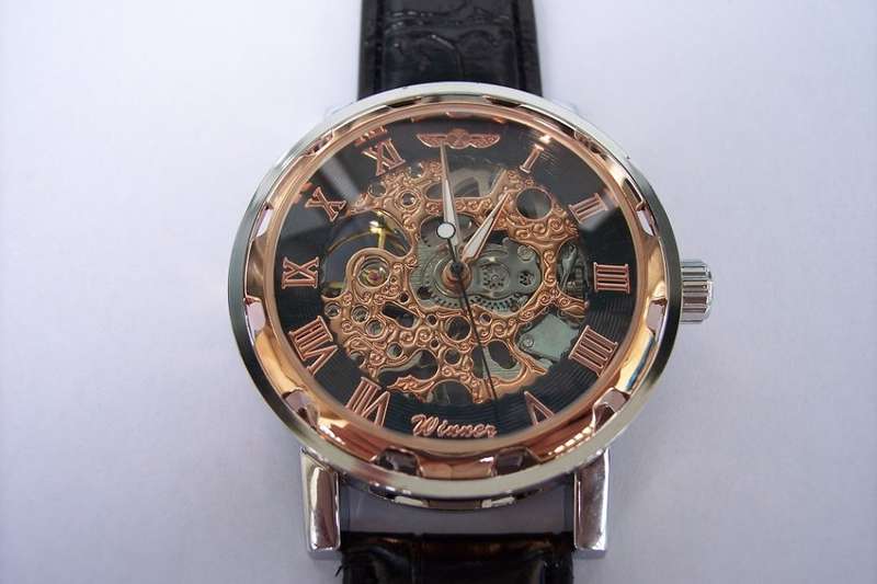 FORSINING T-WINNER 614 Skeleton Mechanical Watch. Black/Rose Gold Face