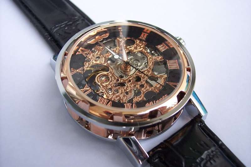 FORSINING T-WINNER 614 Skeleton Mechanical Watch. Black/Rose Gold Face
