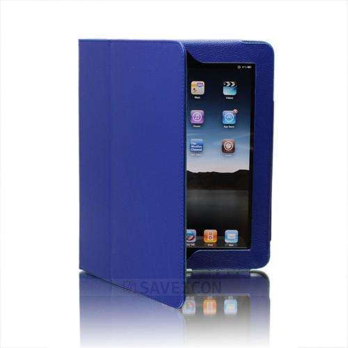 iPad Leather Case for iPad 2 / 3 - Navy Blue + Screen Protector