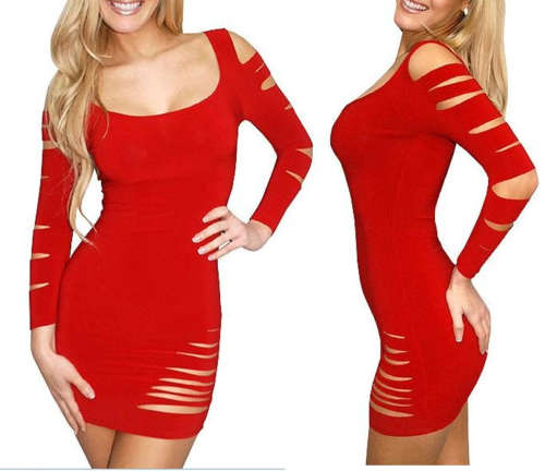 SEXY RED RIPPED STYLE VALENTINE DRESS
