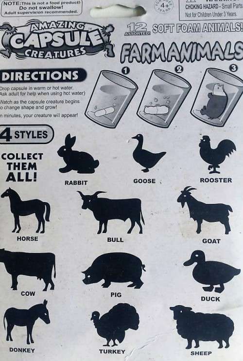 Amazing Capsule Creatures - FARM ANIMALS - Just add water - 12 Animal Collection