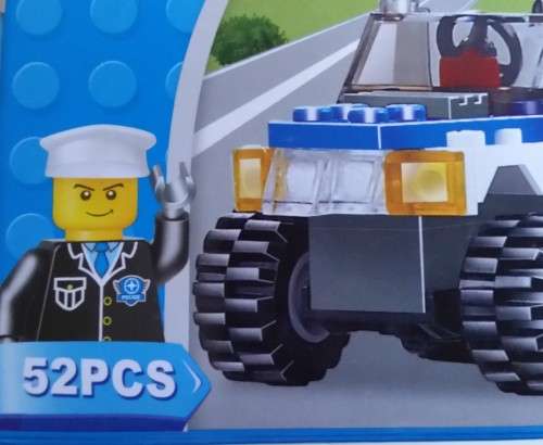 52 Piece 3 in 1  Lego Compatible CITY POLICE Building Set.