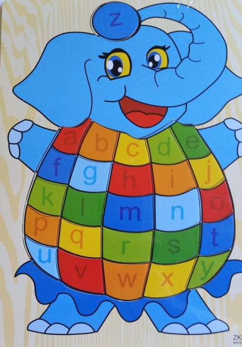 Educational Wooden Alphabet ELEPHANT Puzzle. Strong, durable and colourful