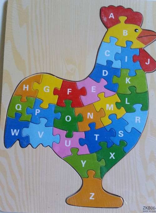 Educational Wooden Alphabet ROOSTER Puzzle. Strong, durable and colourful