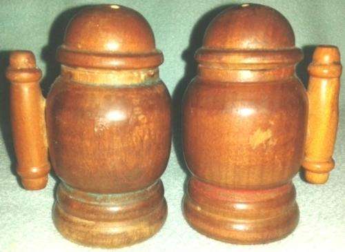 Old Wooden salt and pepper set- too cute
