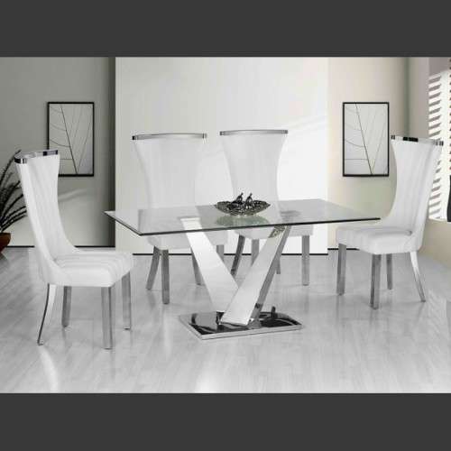 ALYSSA WHITE STAINLESS STEEL ITALIAN DESIGN DINNING CHAIR **3999!!**