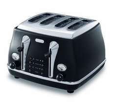 DeLonghi Iconia Black 4 Slice Toaster