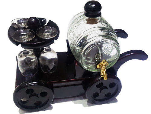 Wine Barrel Dispenser & 4 Wine Glasses **NEW**