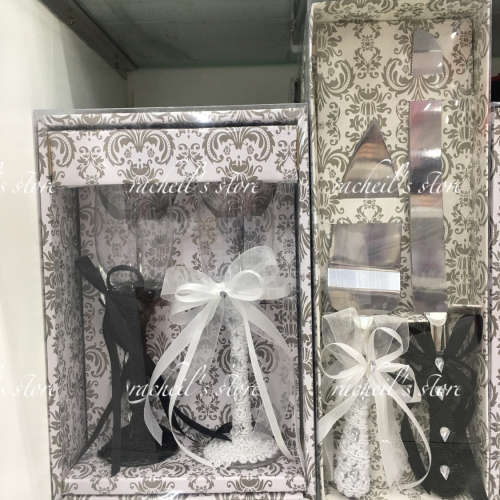 Wedding Wine/champagne glass set & Cake knife set