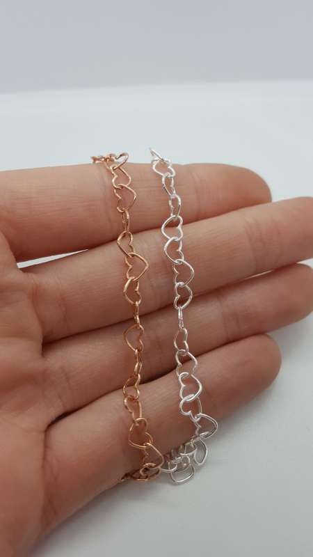 925 Silver Heart Bracelet 19cm - Italian Imported