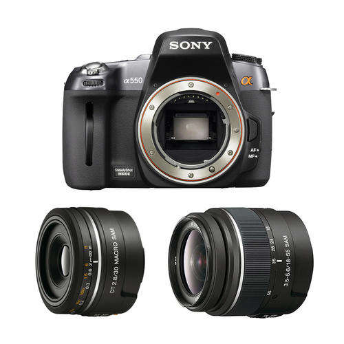 Sony Alpha DSLR-A550 + Sony DT 18-55mm F/3.5-5.6 SAM kit lens + Sony 30mm F2.8 MACRO SAM lens
