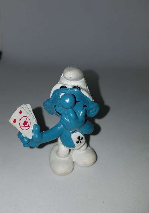 Smurfs Card Player Smurf Poker Jokey Vintage Rare Display 1978 Figurine 20056