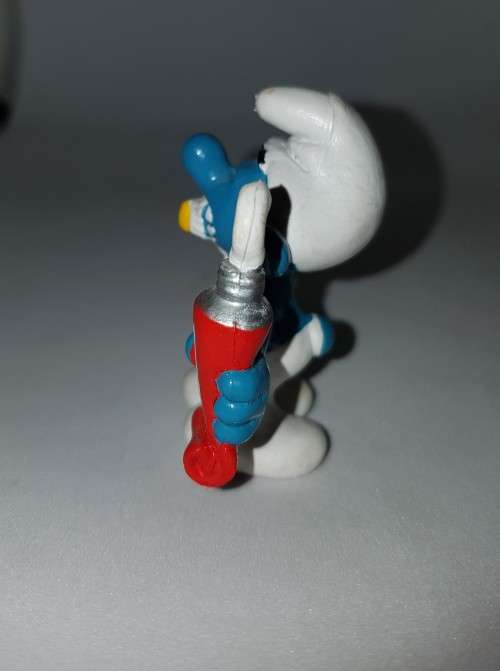 Vintage Smurf Brushing Teeth PVC Figure Peyo Schleich 1980 Smurfs Figurine