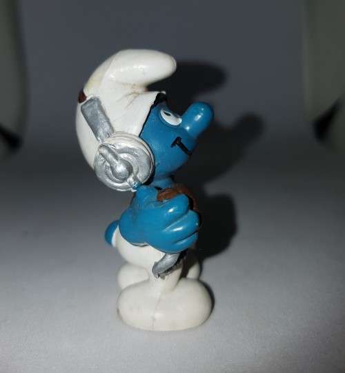 Smurfs 20143 CB Operator Smurf Radio Headphones Figure Vintage Toy PVC Figurine
