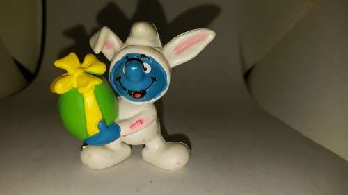 Smurfs White Bunny Smurf Easter Rabbit Rare Original Vintage Display Figure