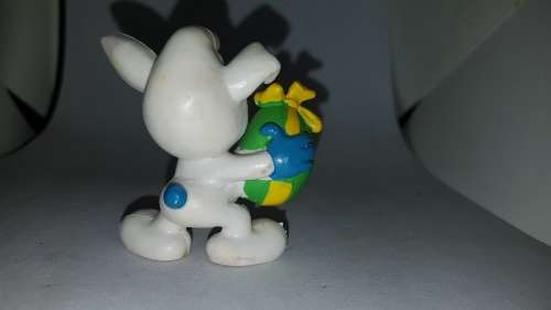 Smurfs White Bunny Smurf Easter Rabbit Rare Original Vintage Display Figure