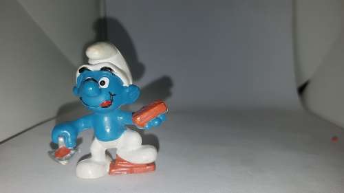 Smurfs 20148 Bricklayer Smurf Handy Mason 1981 Vintage Figure PVC Toy Figurine