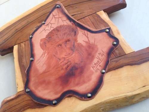 Wood and Leather Pyrography Artwork by Kobus Van Zyl