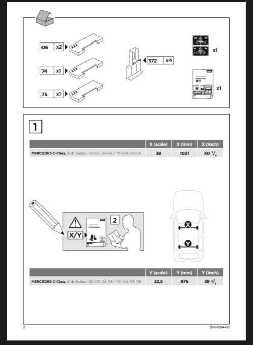 Thule 1204 Fit Kit for Mercedes Benz C-Class W203 with normal roof