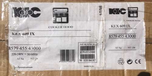 KIC Stainless Steel Stove Extractor Fan 60cm -BRAND NEW in the box.