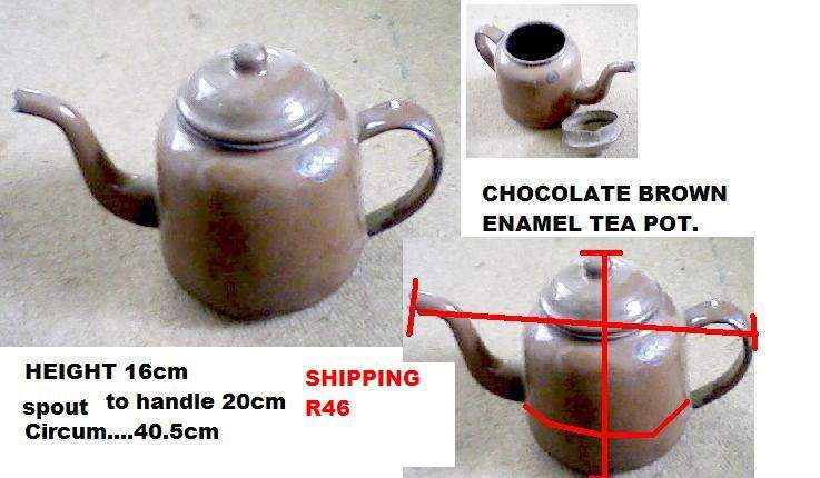 ENAMEL CHOCOLATE BROWN TEA  POT