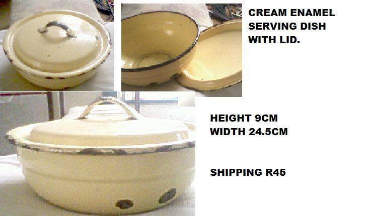 ENAMEL SERVING DISH WITH LID (now marked down!!)