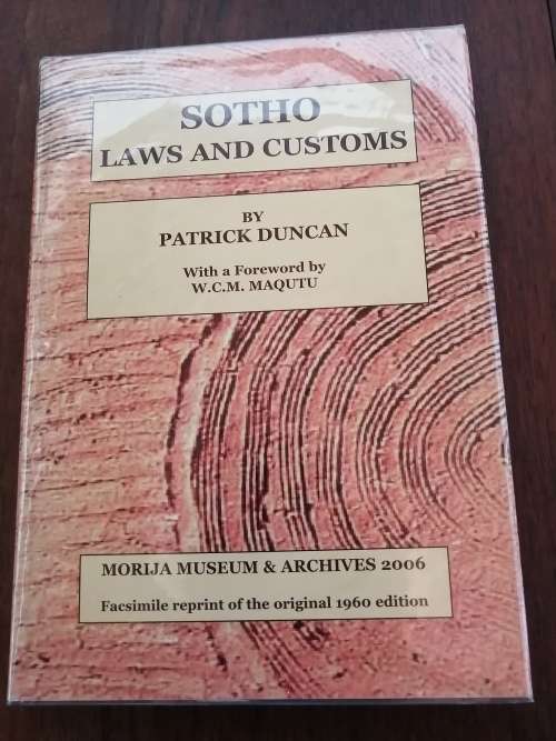 SOTHO LAWS AND CUSTOMS - Patrick Duncan