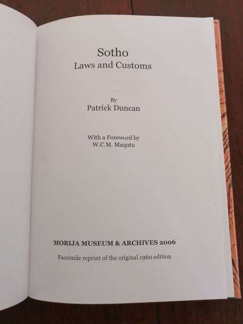 SOTHO LAWS AND CUSTOMS - Patrick Duncan