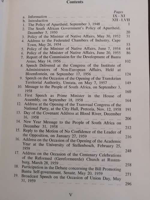 VERWOERD SPEAKS: Speeches 1948-1966