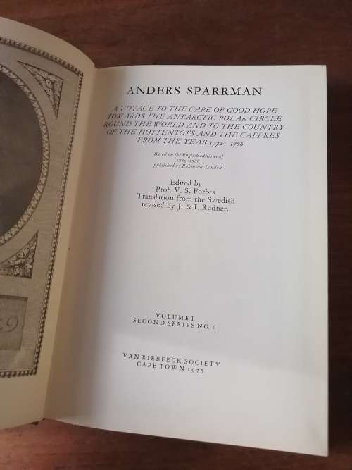ANDERS SPARRMAN A VOYAGE TO THE CAPE OF GOOD HOPE TOWARDS THE ANTARCTIC POLAR CIRCLE