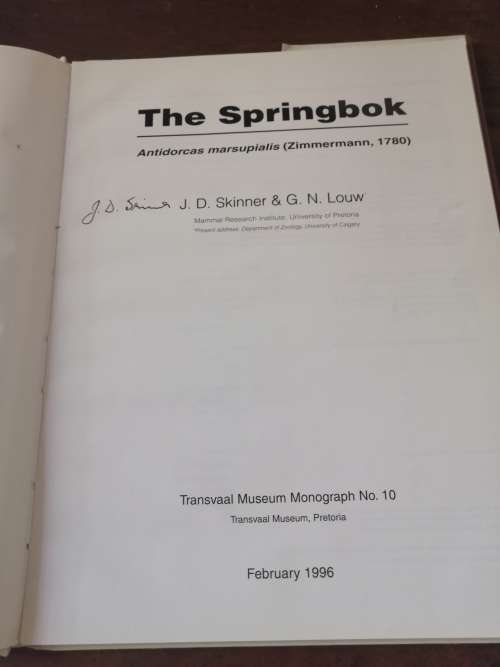 THE SPRINGBOK - JD Skinner and GN Louw *signed