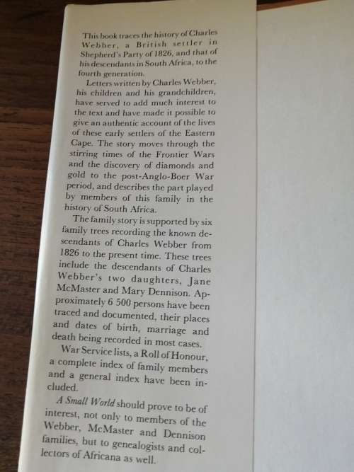 A SMALL WORLD: The Descendants of Charles Webber - Norma van As