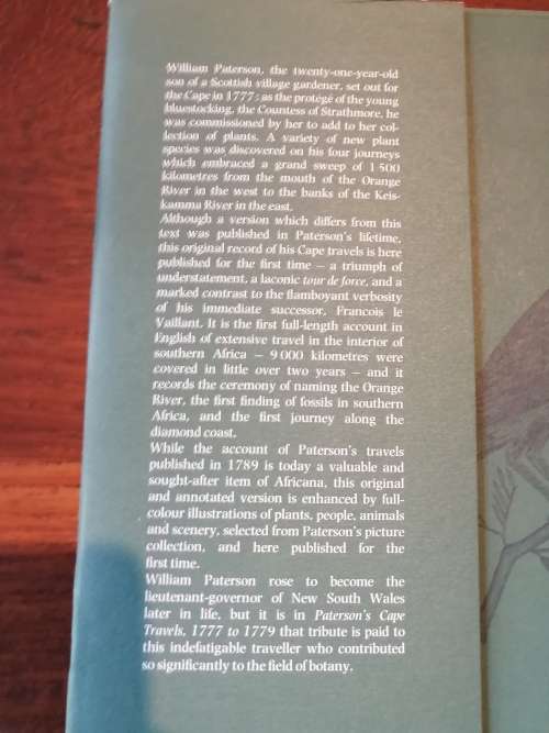 PATERSON`S CAPE TRAVELS 1777 TO 1779 - Vernon S Forbes and John Rourke