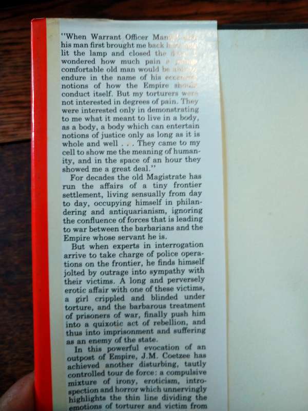 WAITING FOR THE BARBARIANS -  JM Coetzee (1st edition)