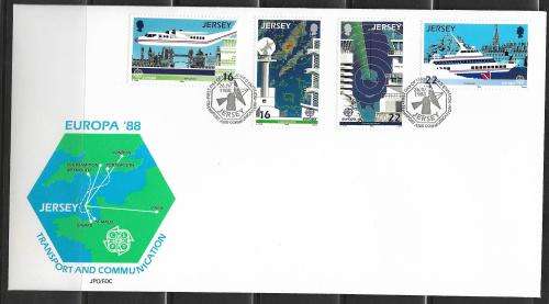 Jersey 1988 FDC Europa / Ships / Aeroplane / Hydrofoil