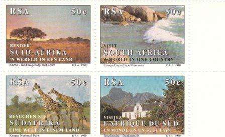RSA um 1990 tourism   Block of 4