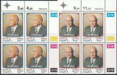 RSA um 1989 F W De Klerk c/blocks.  Good buy!