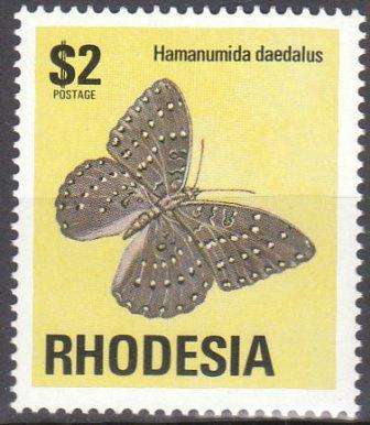 Rhodesia um 1974/6 Definitives Flora & Fauna - white gum / Butterfly