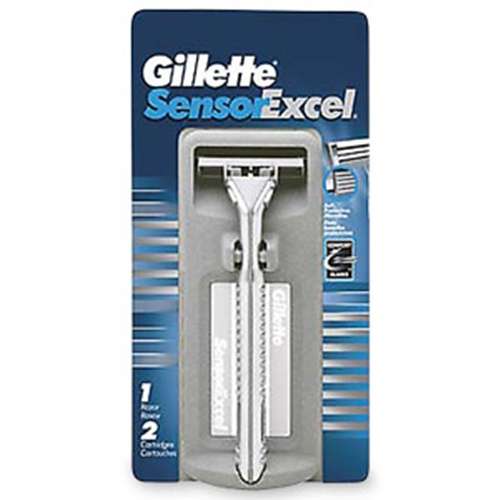 1 Gillette Sensor Excel Razor Plus 2 Cartridges