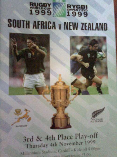 ATTENTION RUGBY LOVERS!!! 1999 Rugby World Cup 3rd/4th place playoff Official Match Programme