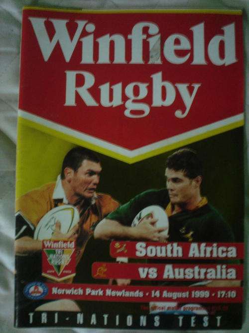Rugby fans have a look!*RARE*Official Rugby Match Programme South Africa vs Australia 14 August 1999