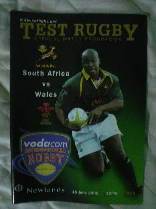 Official Rugby Match Programme South Africa vs Wales 15 June 2002