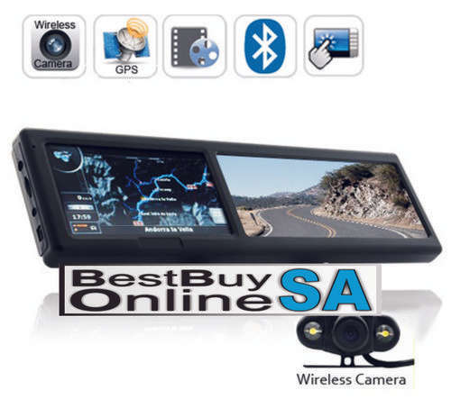 Bluetooth Rearview Mirror with Built-in GPS Navigation + Rearview Camera (FREE SHIPPING)