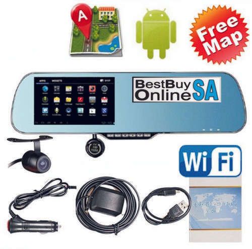 5" GPS Rearview Mirror 1080P DVR Android 4.0, WIFi AV-IN Front & Back Camera (Local Stock)