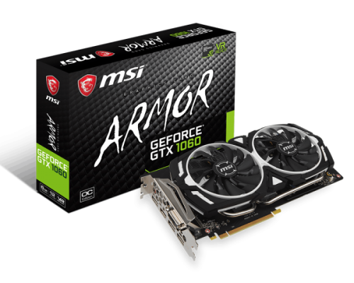 **MONSTER FAST**GTX 1060 6GB** MSI ARMOR OC EDITION** EXCELLENT CONDITION**ORIGINAL PACKAGING*