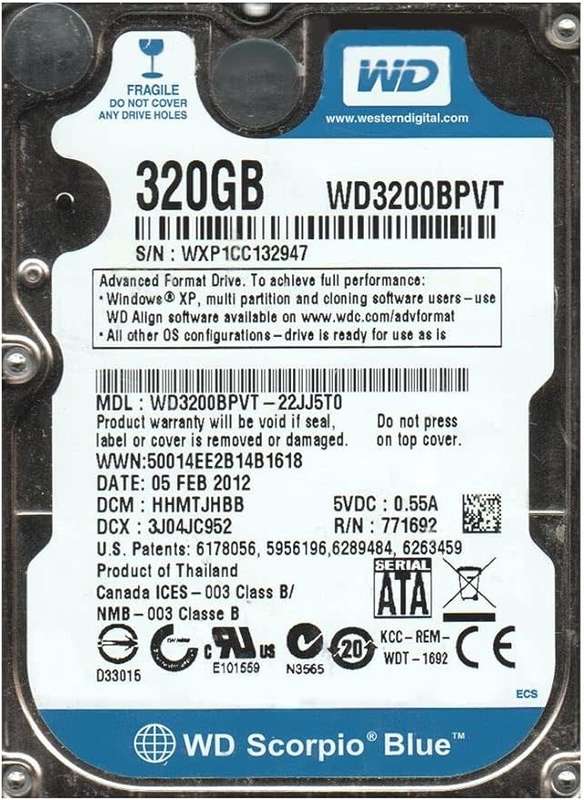 WESTERN DIGITAL SCORPIO BLUE ** 320GB HARD DRIVE ** GOOD CONDITION ** WARRANTY **