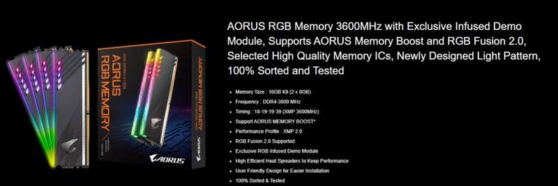 AORUS RGB DDR4 16GB (2x8GB) 3600MHz ** GAMING RAM ** GOOD CONDITION ** WARRANTY **