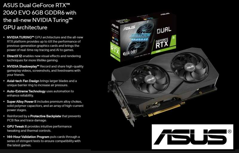 ASUS RTX 2060 DUAL 6GB EVO ** GAMING GRAPHICS CARDS ** GOOD CONDITION ** WARRANTY **